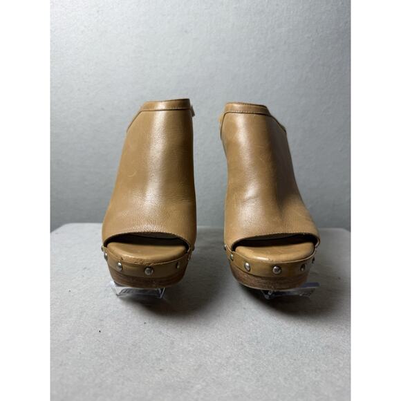 Jessica Simpson Daine Mule Clog Camel Beige Leather Studded Slingback Heel 8.5 - Picture 5 of 14